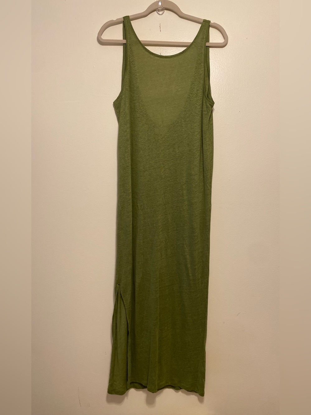 MIKUTA  Linen Olive Green Sleeveless Maxi Dress. Size XS